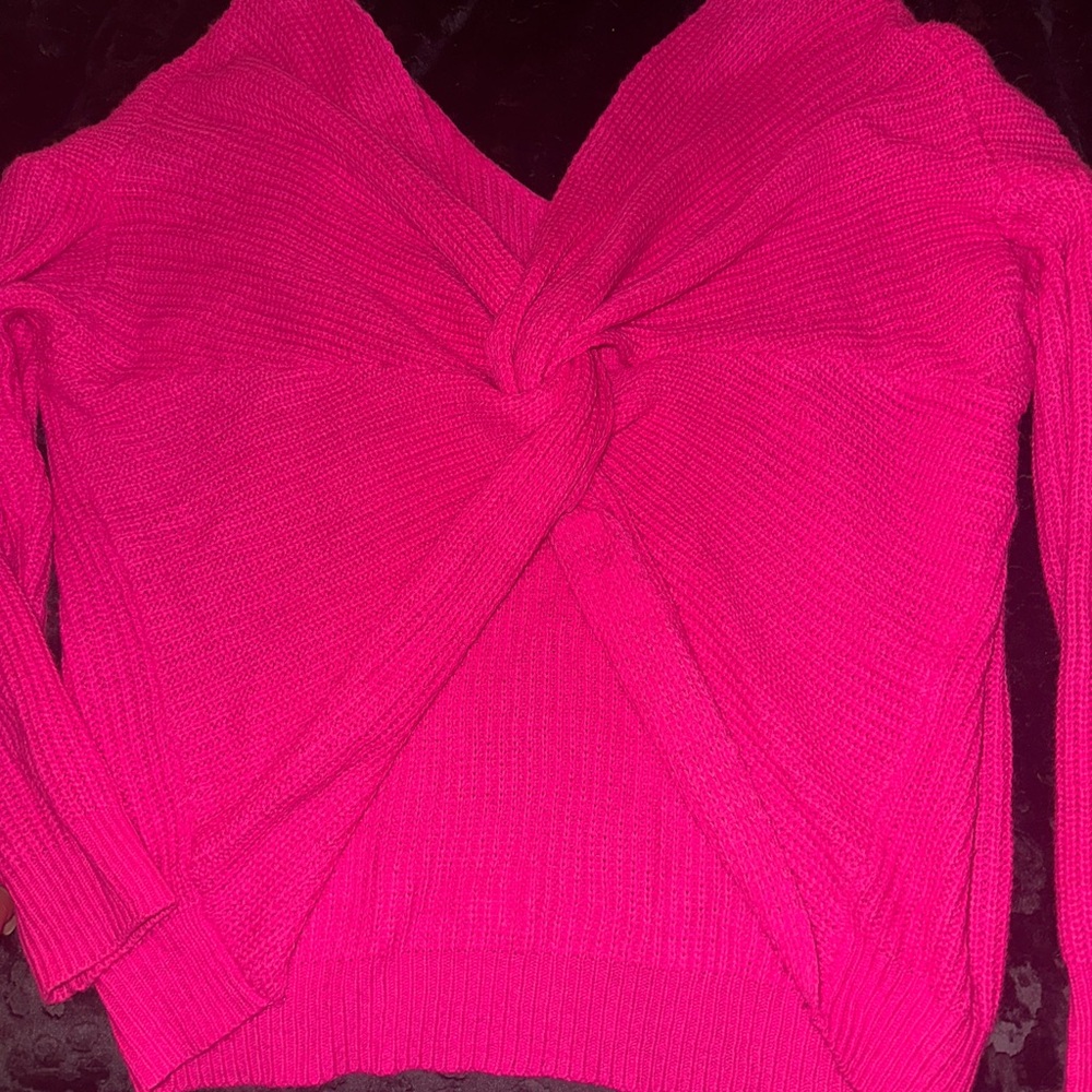Fashion Nova Off-the-Shoulder Hot Pink Sweater
